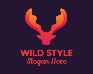 Red Orange Moose Antlers logo design