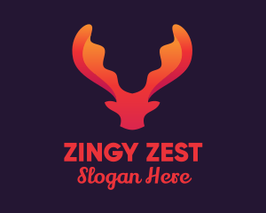 Red Orange Moose Antlers logo design