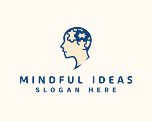 Puzzle Mind Head logo design