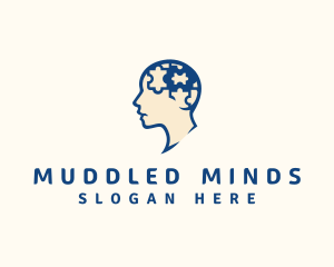 Puzzle Mind Head logo design