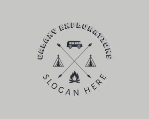 Retro Hipster Camping logo design