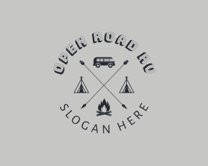 Retro Hipster Camping logo design