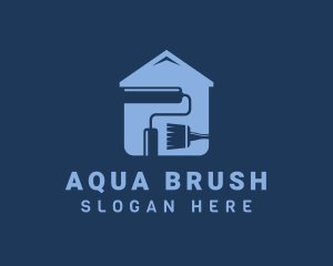 Blue House Painter Tools logo design