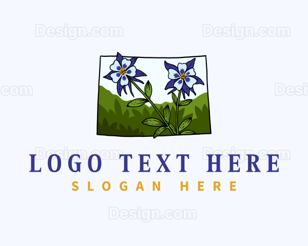 Colorado Blue Columbine Flower Logo