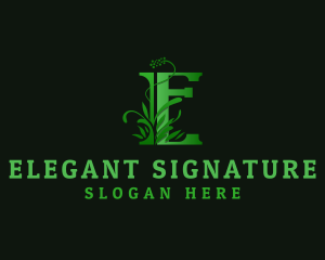 Grass Plant Letter E logo design