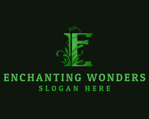 Grass Plant Letter E logo design