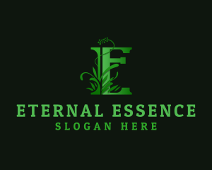 Grass Plant Letter E logo design