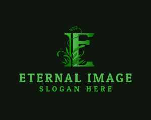 Grass Plant Letter E logo design