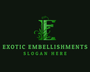 Grass Plant Letter E logo design