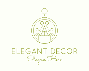 Green Ornate Candle  logo design