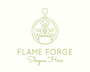 Green Ornate Candle  logo design