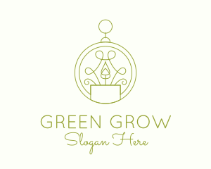 Green Ornate Candle  logo design