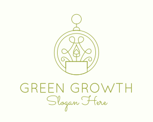 Green Ornate Candle  logo design