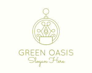 Green Ornate Candle  logo design