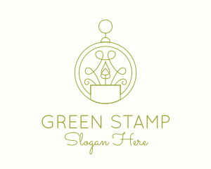 Green Ornate Candle  logo design