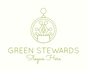 Green Ornate Candle  logo design