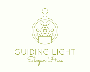 Green Ornate Candle  logo design