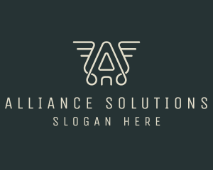 Wings Aviation Letter A  logo design