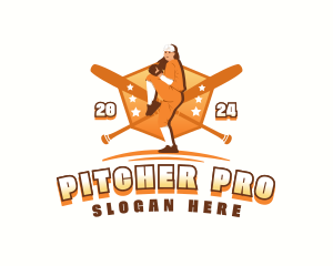 Female Baseball Pitcher logo