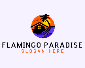 Sunset Palm Beach House logo design