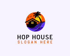 Sunset Palm Beach House logo design