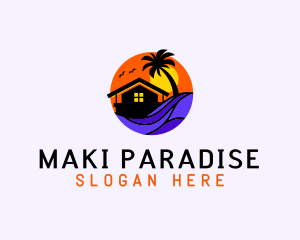 Sunset Palm Beach House logo design