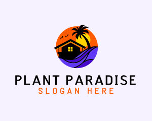 Sunset Palm Beach House logo design