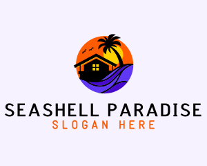 Sunset Palm Beach House logo design