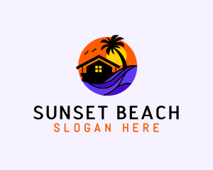 Sunset Palm Beach House logo design