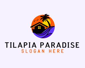 Sunset Palm Beach House logo design