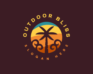 Tropical Palm Tree Beach logo design