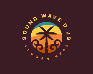 Tropical Palm Tree Beach logo design