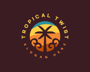 Tropical Palm Tree Beach logo design