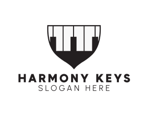 Piano Keys Shield Crest logo