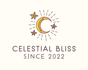 Crescent Moon Star Astrology logo design