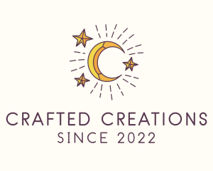 Crescent Moon Star Astrology logo design