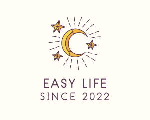 Crescent Moon Star Astrology logo design