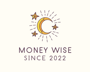 Crescent Moon Star Astrology logo design