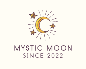 Crescent Moon Star Astrology logo design