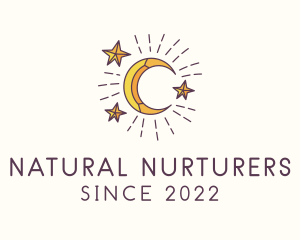 Crescent Moon Star Astrology logo design