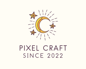 Crescent Moon Star Astrology logo design