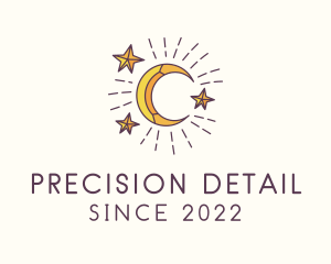 Crescent Moon Star Astrology logo design