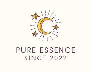 Crescent Moon Star Astrology logo design