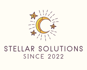 Crescent Moon Star Astrology logo design