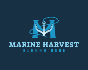 Navy Marine Anchor Letter M logo design