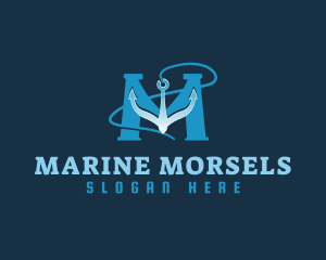 Navy Marine Anchor Letter M logo design