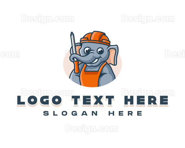 Elephant Screwdriver Worker Logo