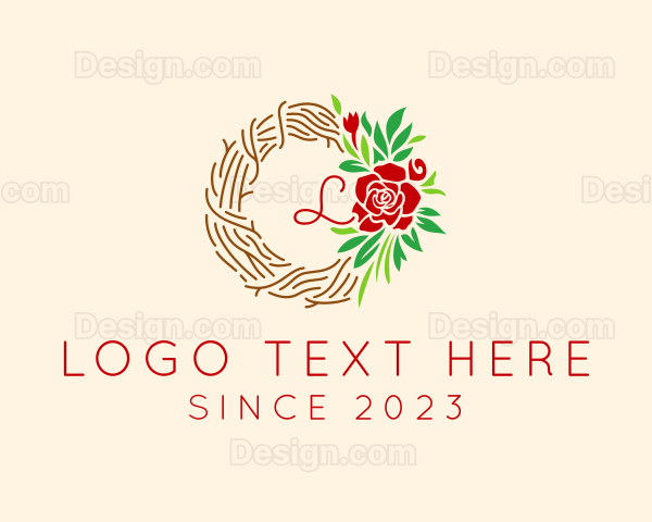 Floral Wreath Holiday Decor Logo