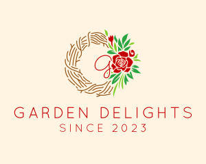 Floral Wreath Holiday Decor logo design