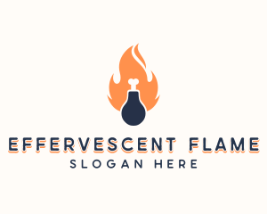 Chicken Drumstick Flame Grill  logo design